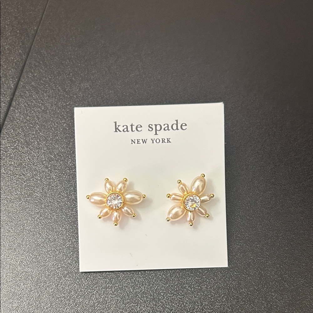 Kate Spade Gold and Cream Flower Earrings for Kids - Picture 2 of 3